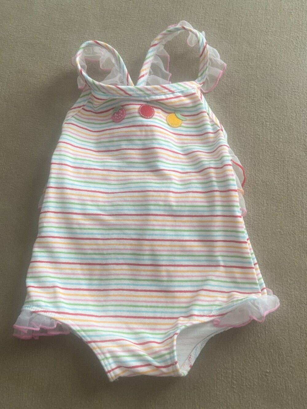 Big Fish Baby Girl Multicolor Stripes Retro Swimsuit Size 12 Month New